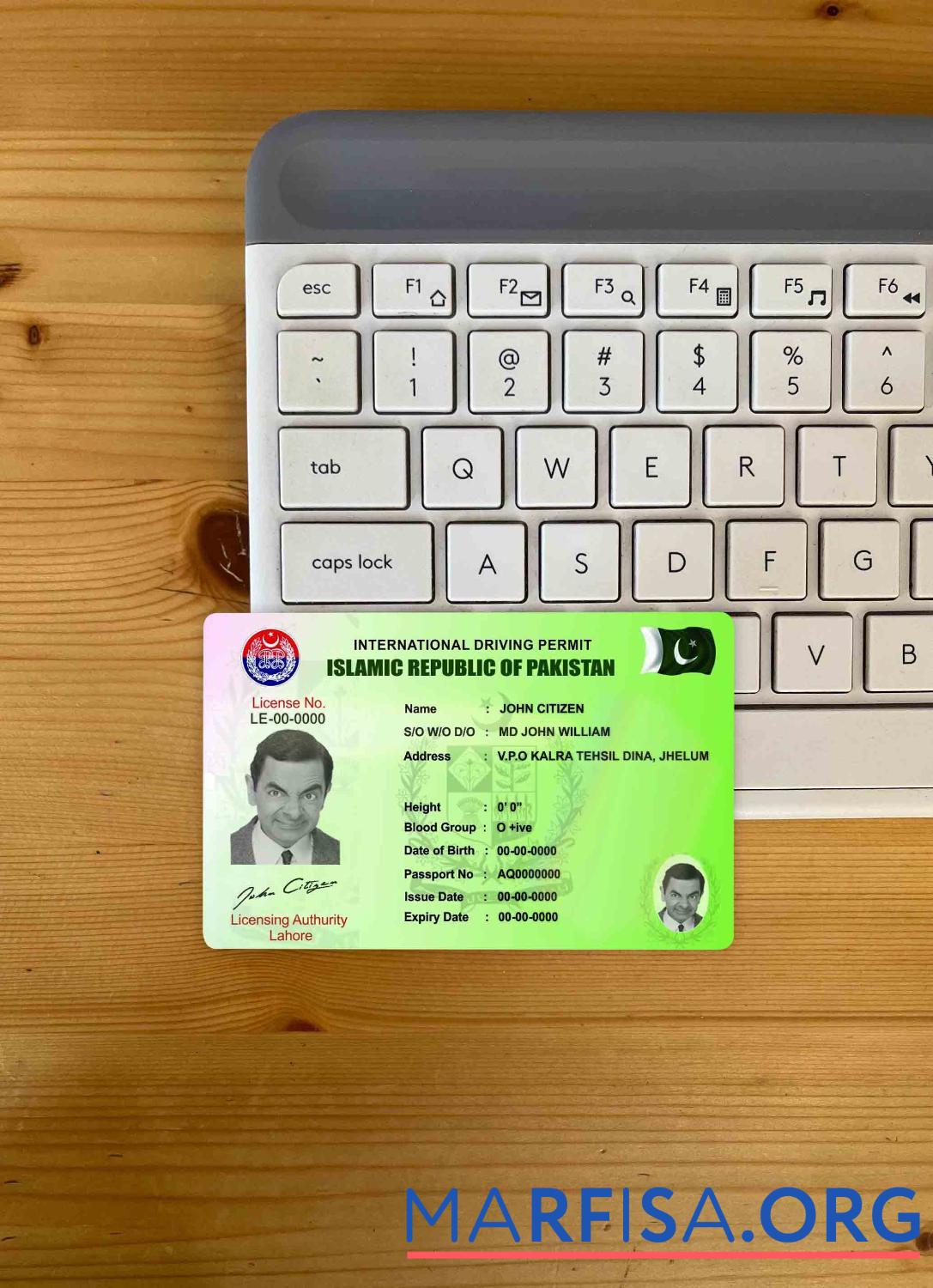 Downloadable Pakistan international driving permit photolook sample